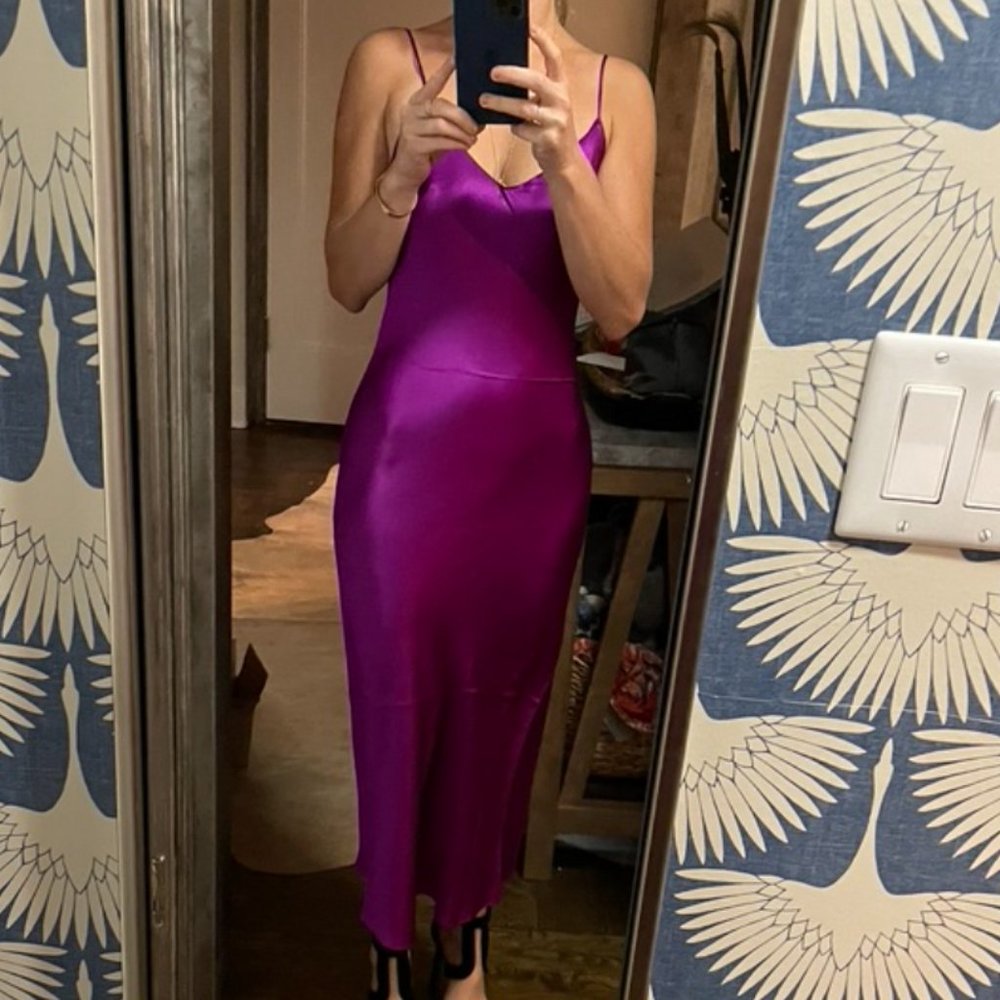 DANNI JO FUCHSIA MOSSY MAXI SLIP DRESS XS!